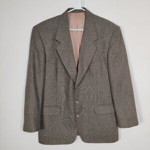 Men's Stars Toronto Blazer Black Gray Size 40R Silk Wool Glen Plaid Quiet Luxury